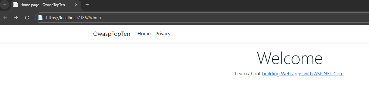 ASP.NET Core Web application Welcome page