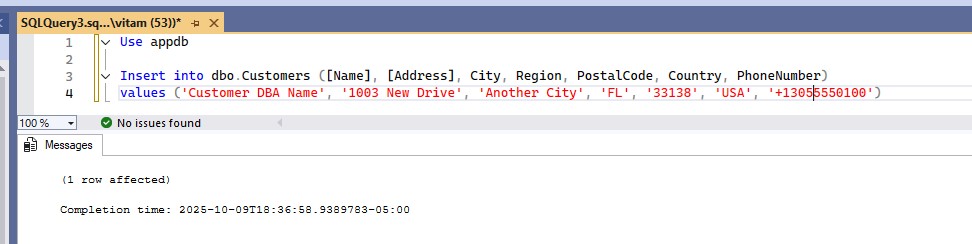 Statement completed and execute