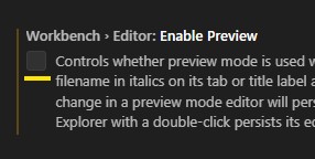 Checkbox under Enabled Preview