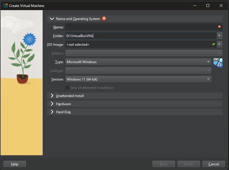 Create Virtual Machine Dialog