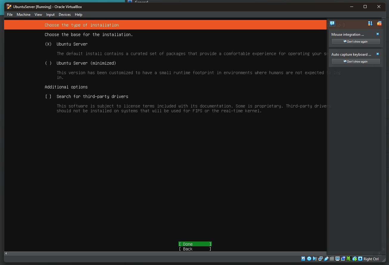 Server Installation Type Selection