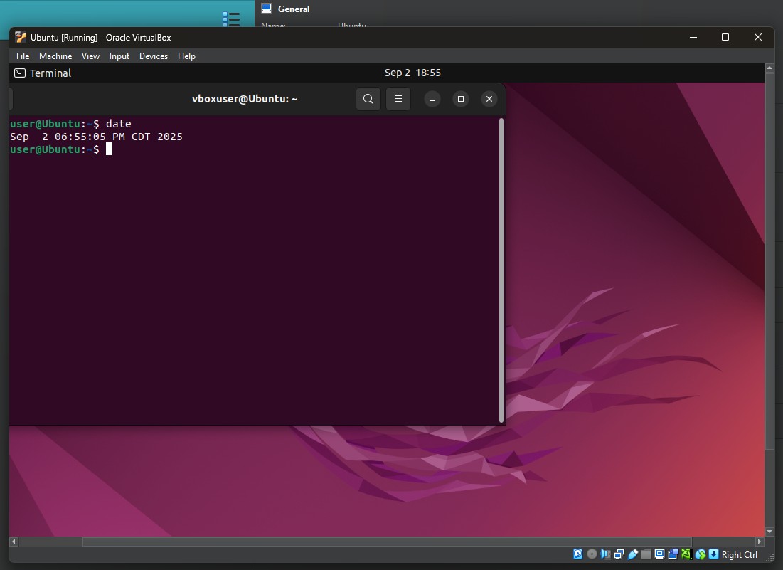 Terminal Window with Date Command Output